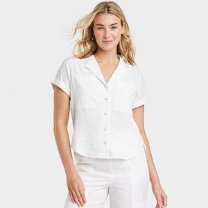 Womens Linen Universal Thread Top size large White